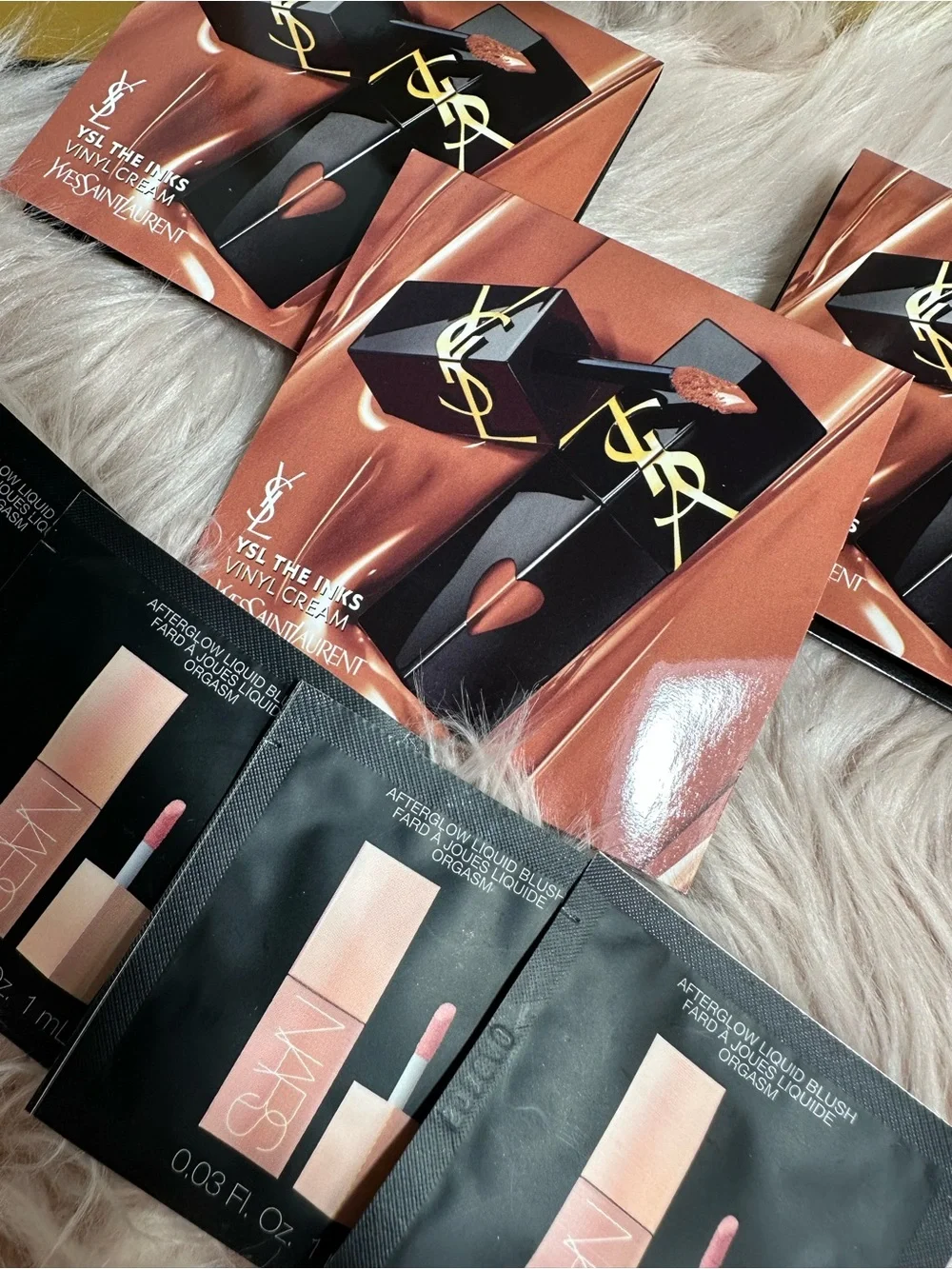 Sample: YSL vinyl cream lipstick and NARS liquid blush